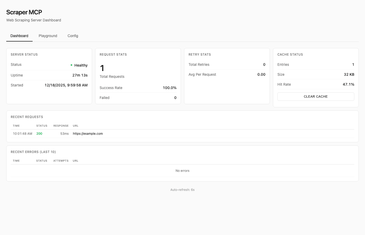 Scraper MCP Dashboard