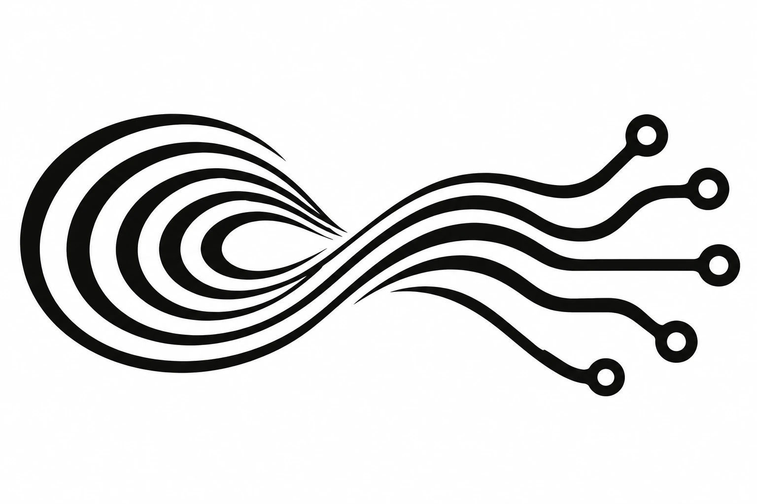 Imagegen source raster — the field-line motif as generated on 25 October, before conversion. Black ink on white; this is the input, not silkscreen geometry.